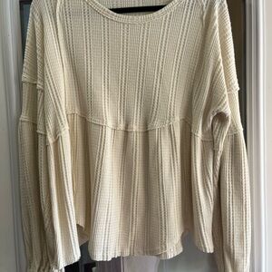 Cream Textured Women's Babydoll